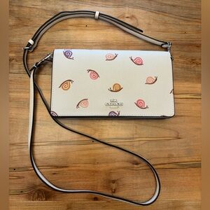 Coach Cream Crossbody Wallet with Multicolor Snail Print